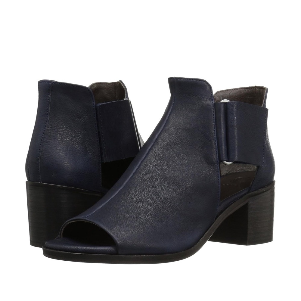 Coclico Zephira Ankle Bootie Sandal 7.5 Black Leather Block Heel Grunge Workwear